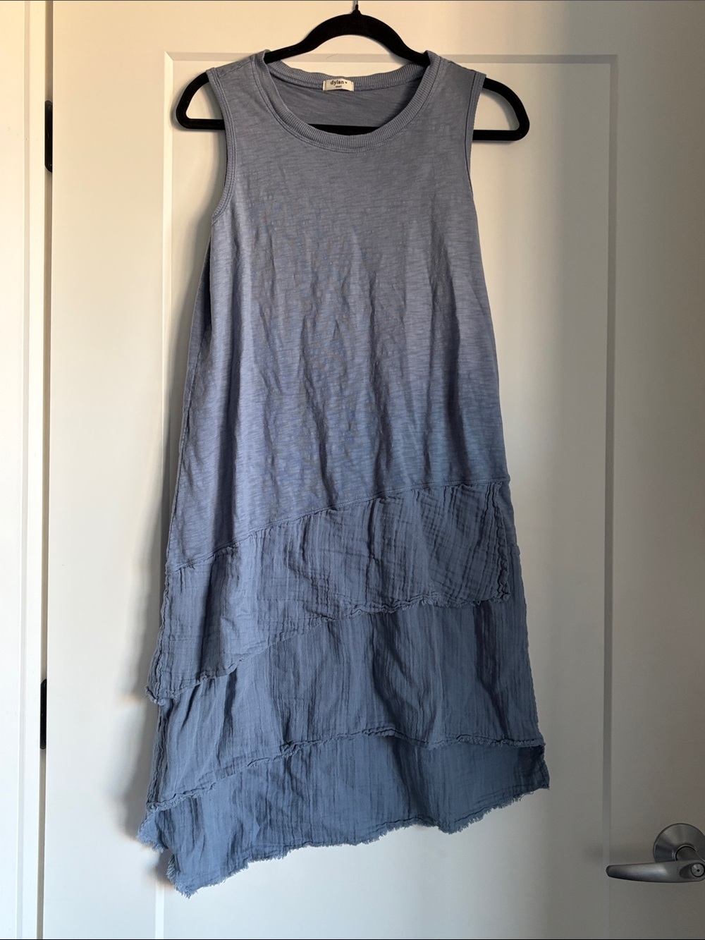 Cornflower blue Dylan Brand midi tank dress with asymmetrical hem sz S